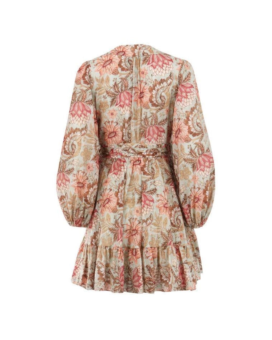Zimmermann Multicolor Zim Daylight Mini Wrap Frill Dress Stamp Floral Cream