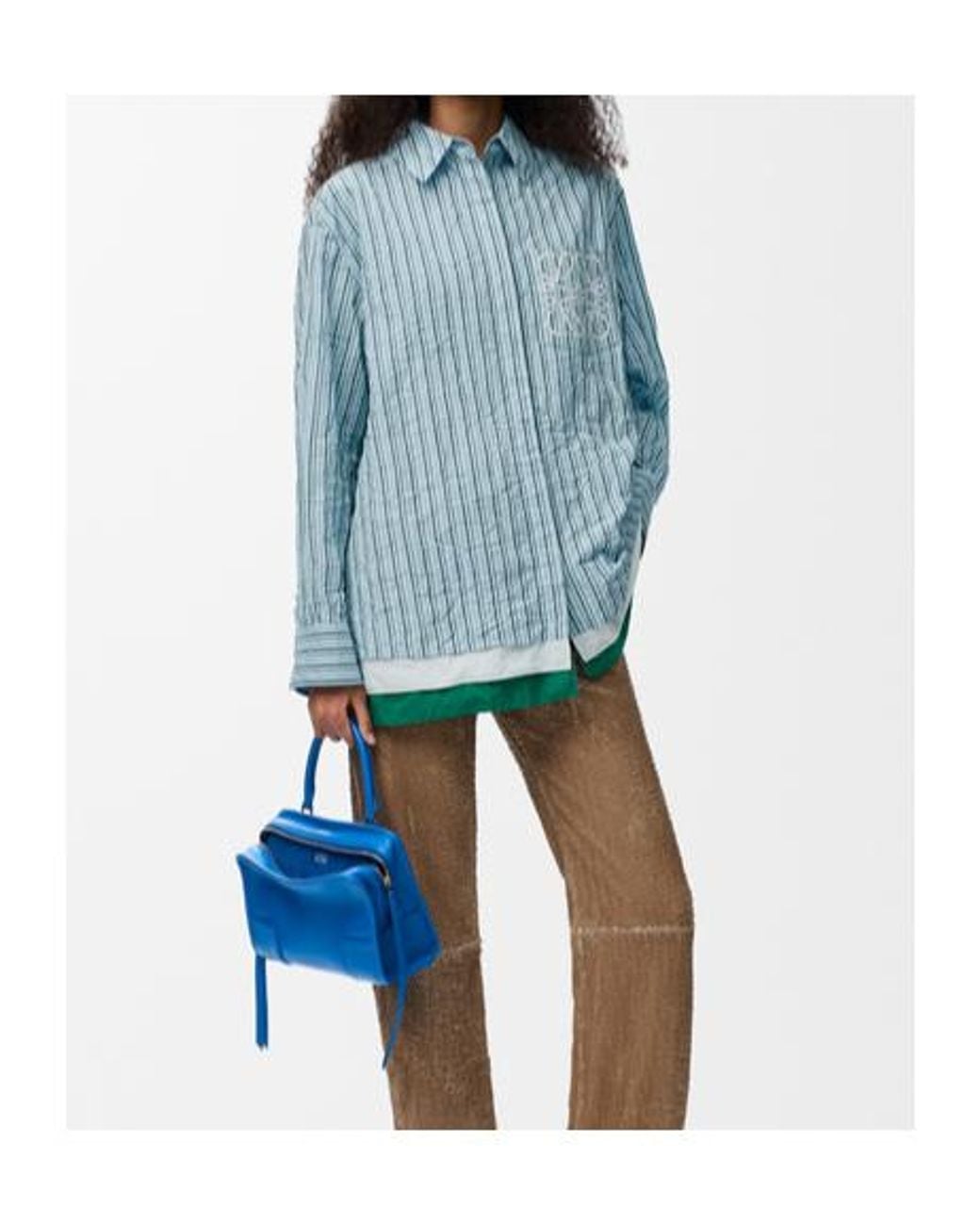 Loewe Blue Relaxed Stripe Logo Shirt