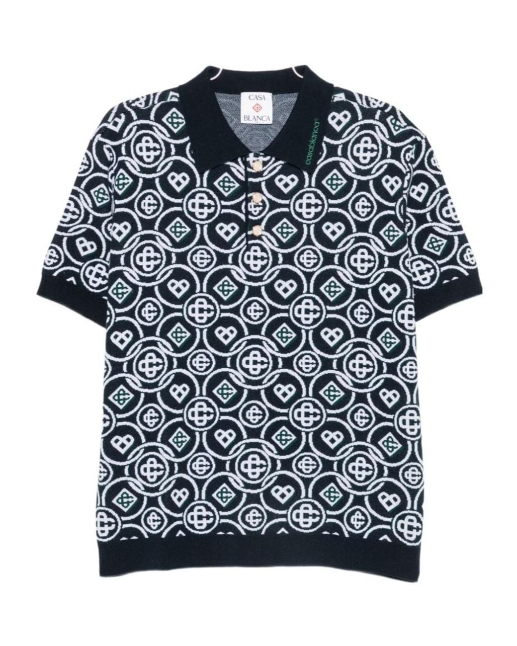 Casablanca Black Cc Monogram Pattern Polo Shirt for men