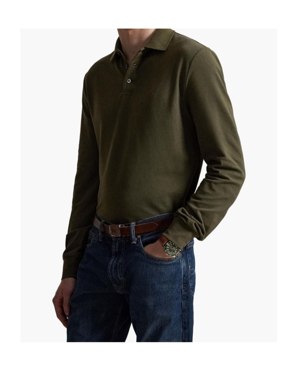 Polo Ralph Lauren Green Custom Slim Fit Mesh Polo Shirt for men
