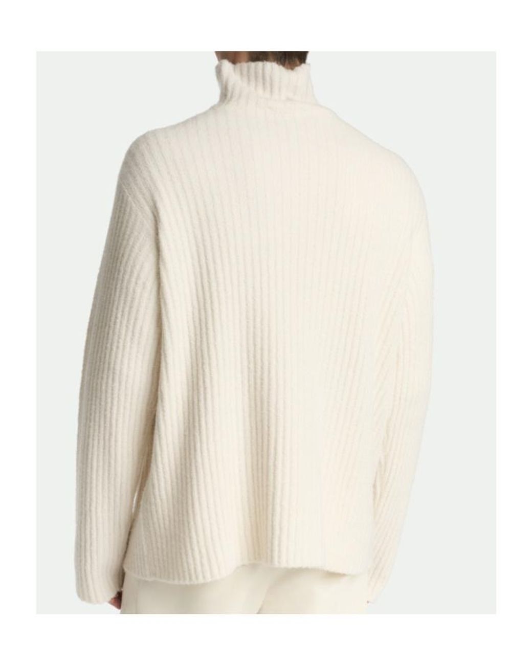 Malo White Ribbed-Knit Cashmere Sweater for men