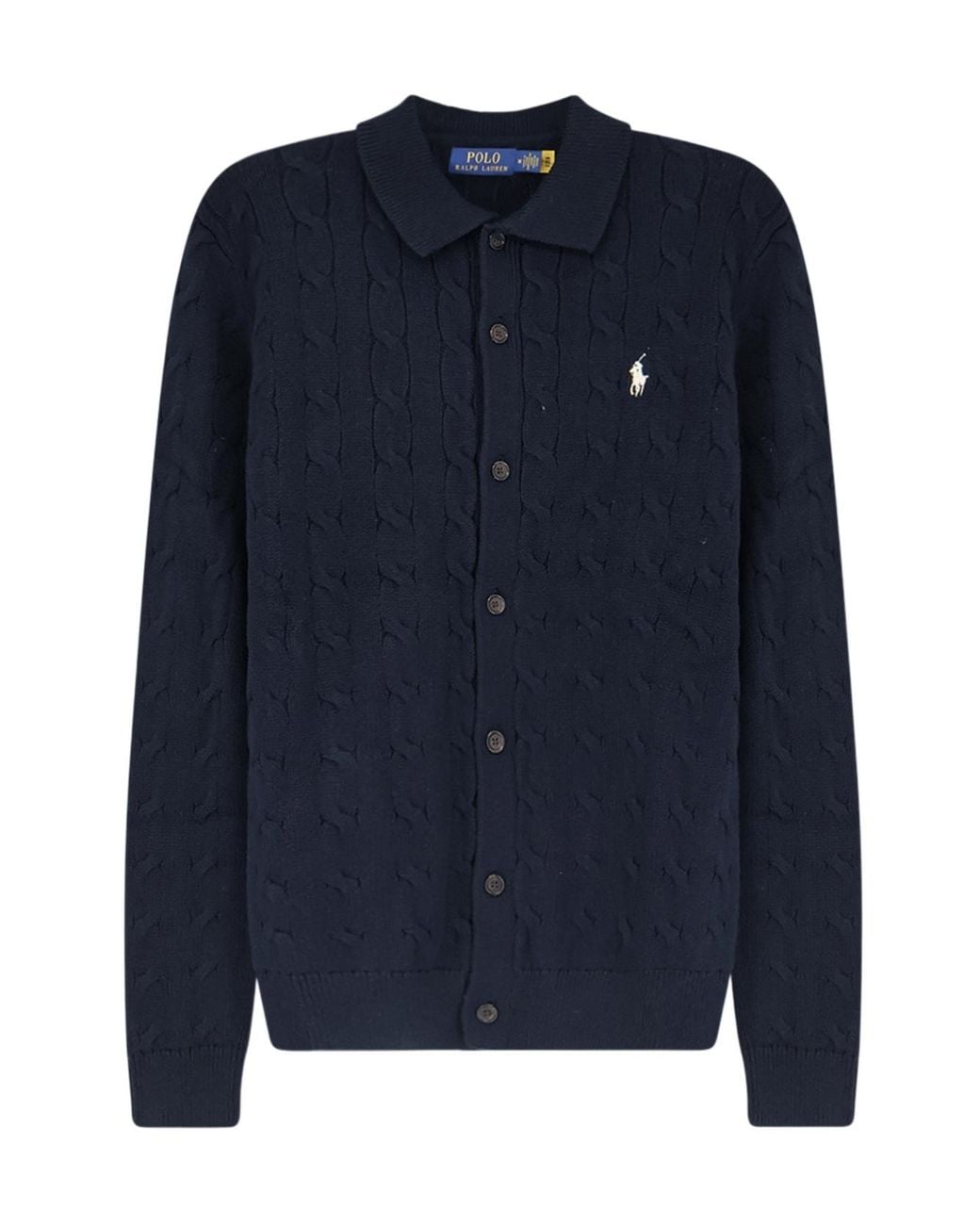 Polo Ralph Lauren Blue Cable Knit Logo Cardigan for men