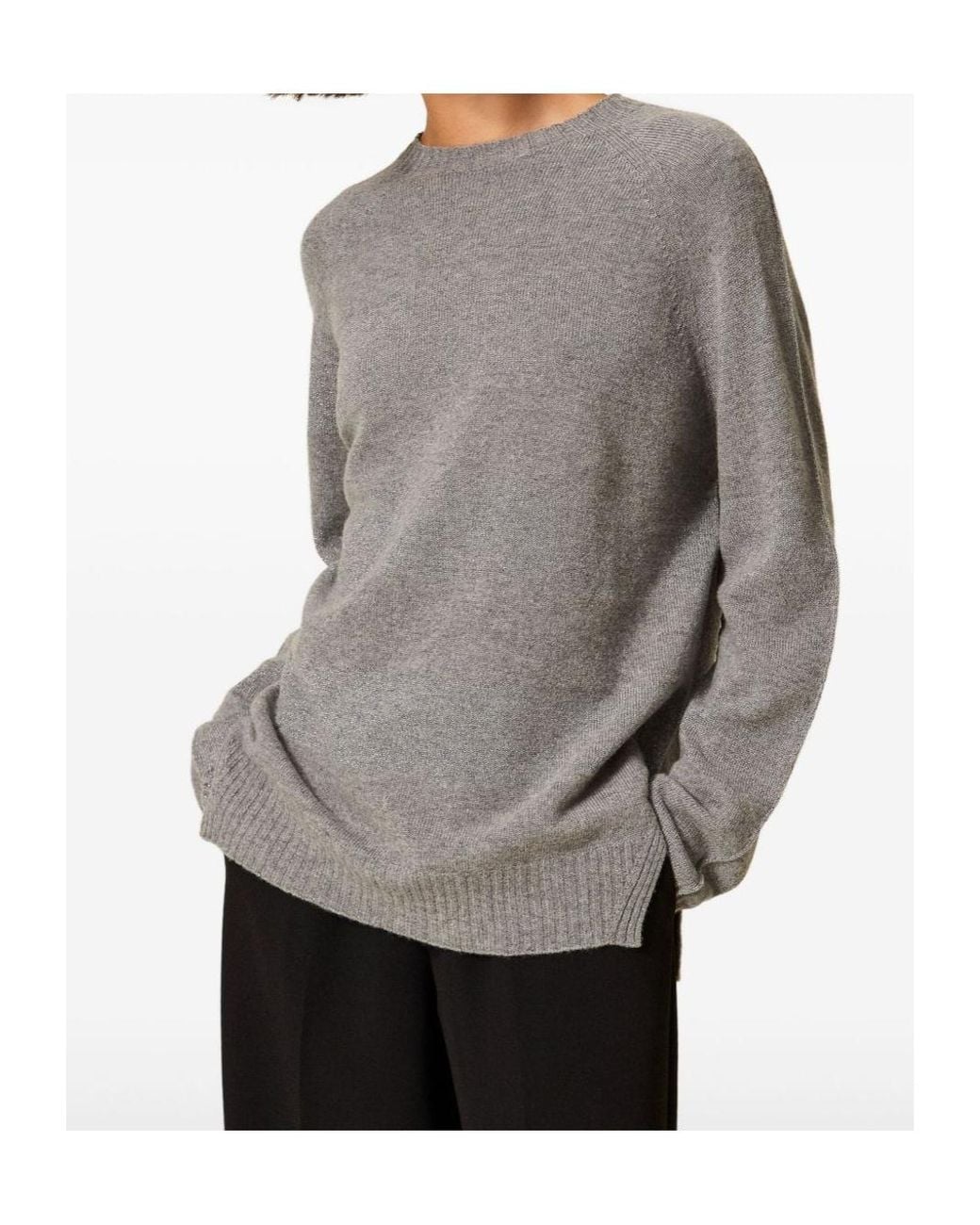 Twinset Gray Lurex-Detail Jumper