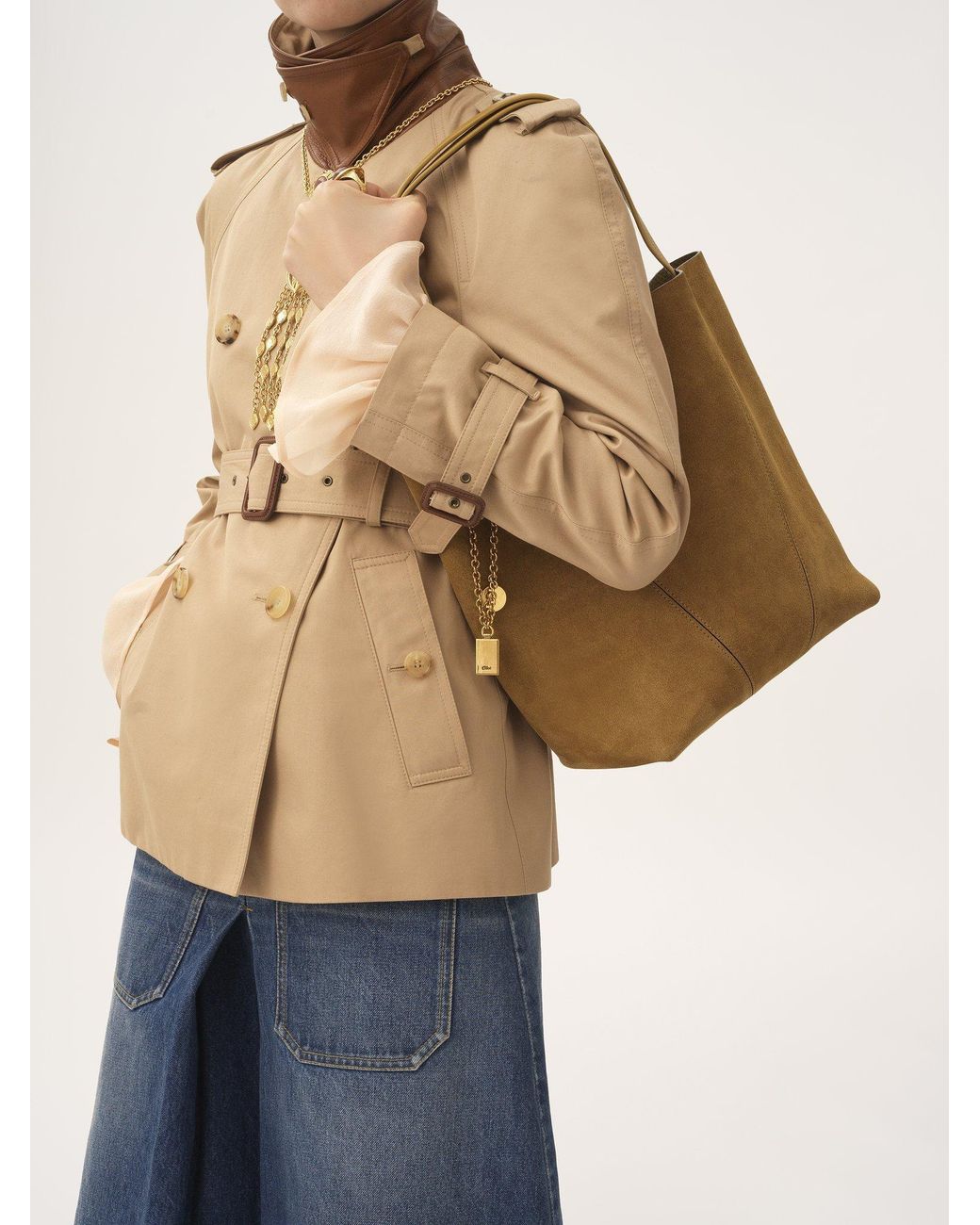 Chloé Natural Spin Suede Tote Bag