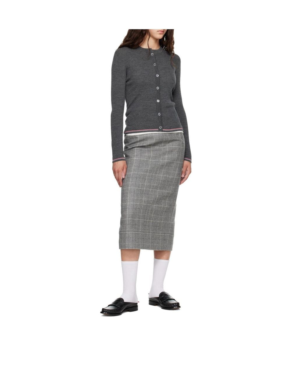 Thom Browne Black Ribbed Knit Cardigan