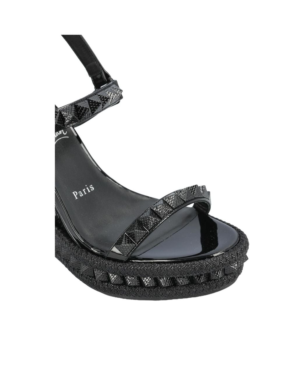 Christian Louboutin Black Pyraclou Studded Wedge Sandals