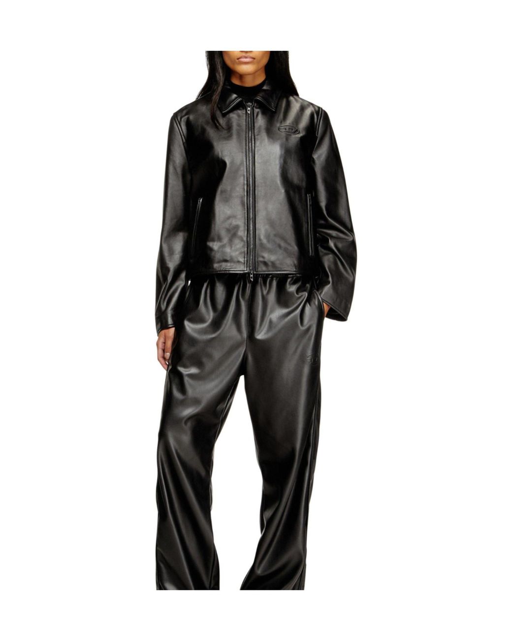DIESEL Black Simple And Versatile Leather Jacket