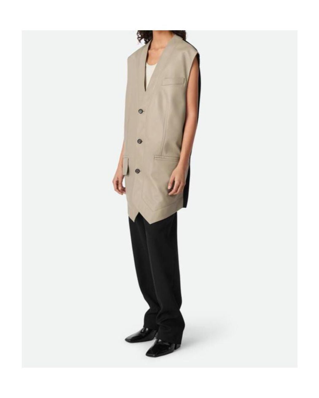 Bottega Veneta Black Leather Gilet