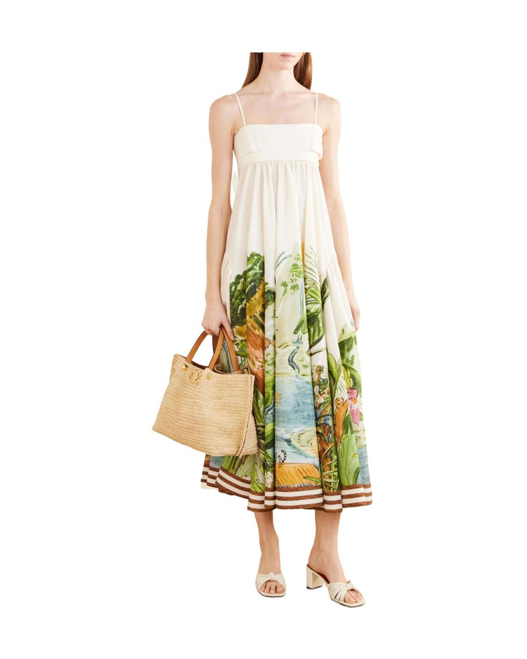ALÉMAIS White Toucan Tango Midi Dress