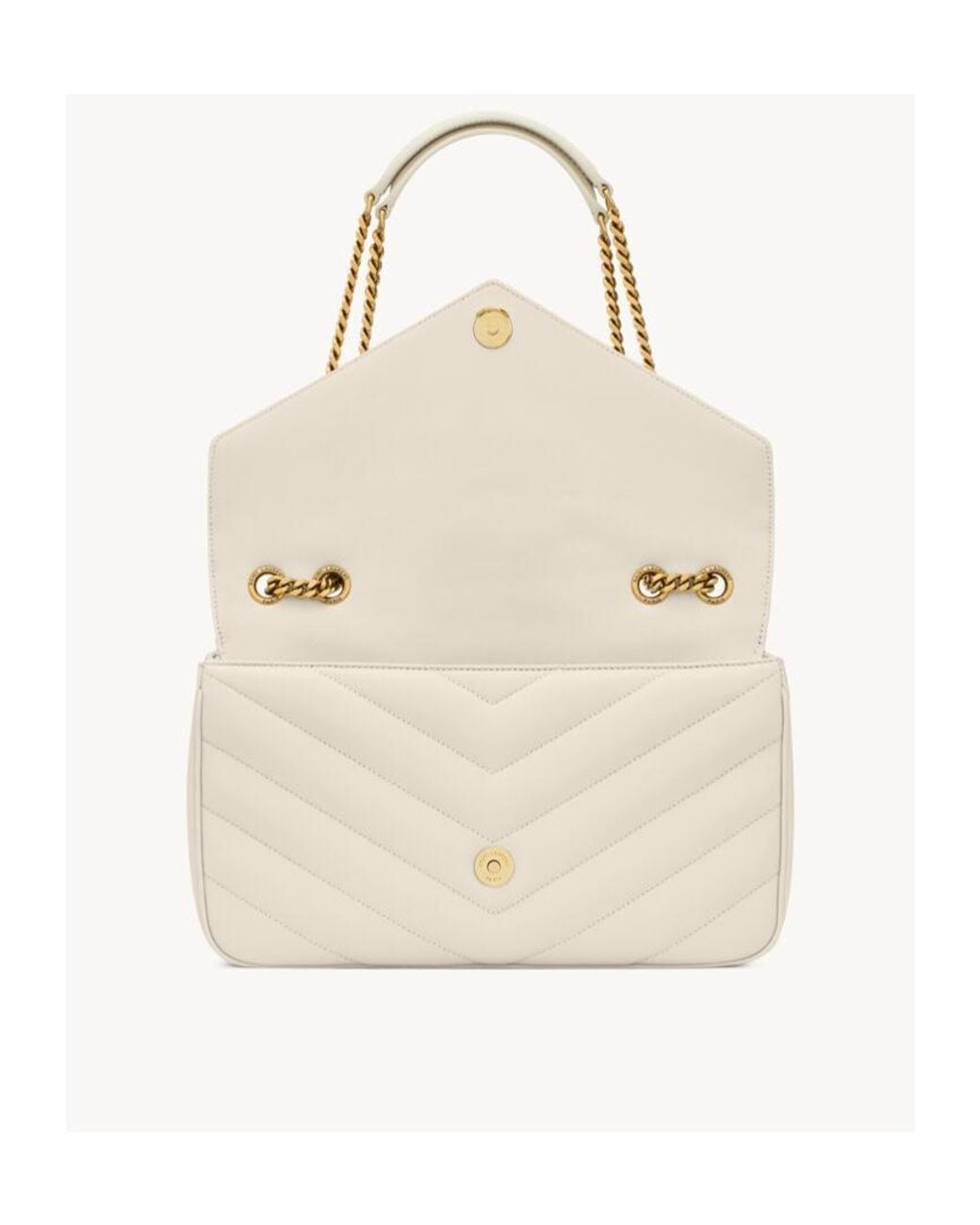 Saint Laurent White Loulou Medium Shoulder Bag