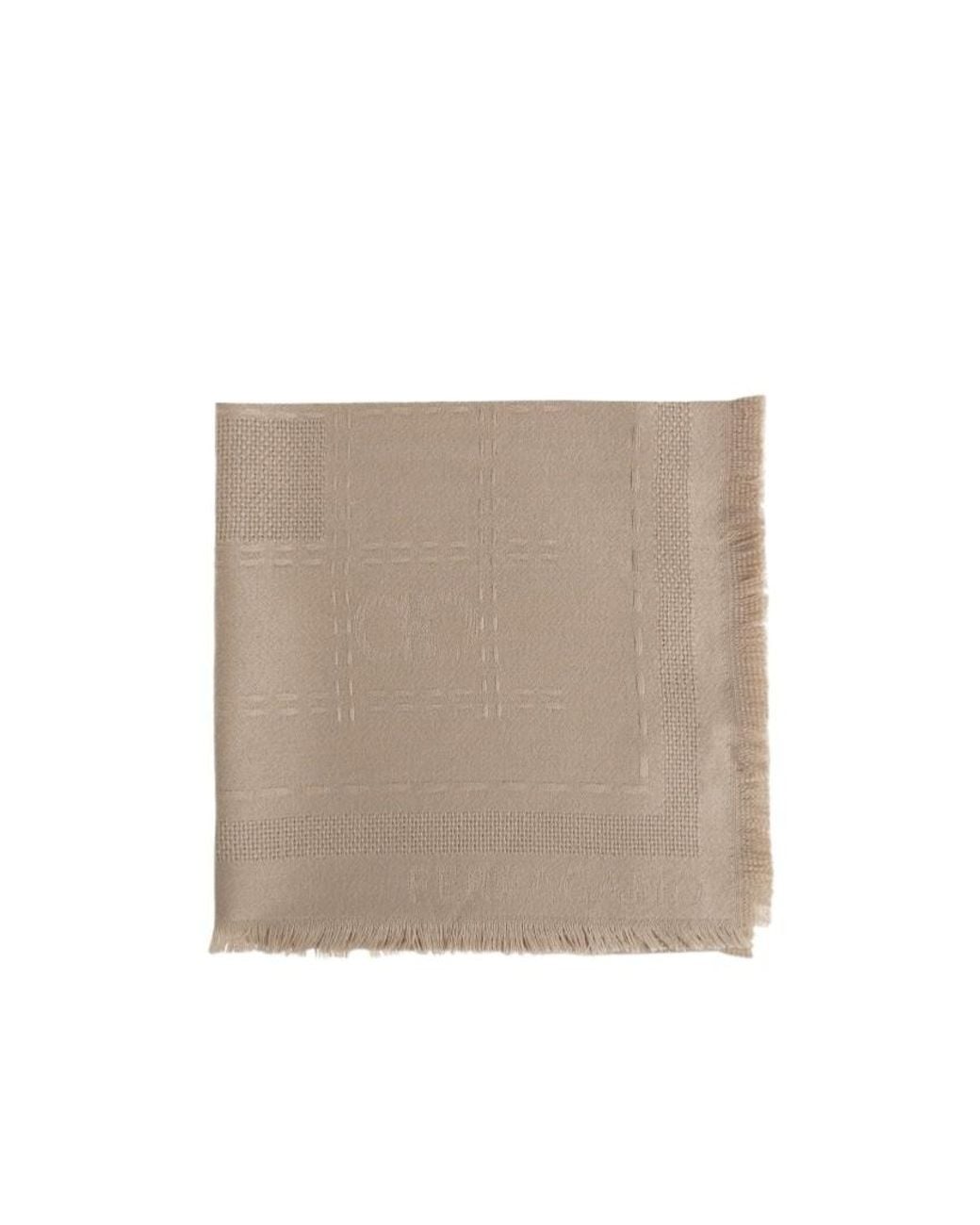 Ferragamo Natural Ferragamo Logo Jacquard Fringed Scarf