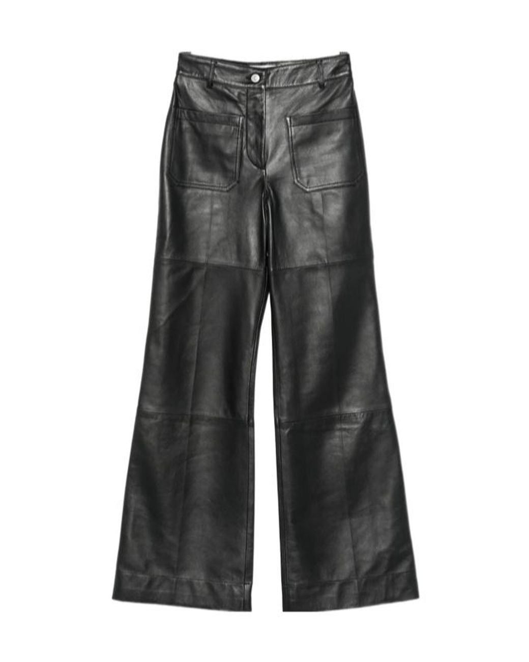Victoria Beckham Gray Leather Alina Trousers
