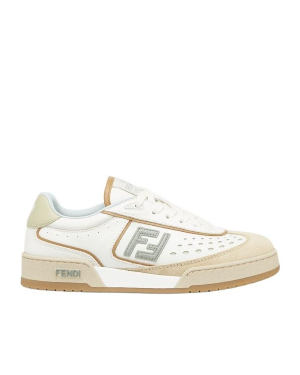 Fendi White Match Lace-Up Sneakers