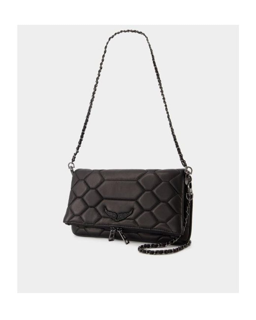 Zadig & Voltaire Black Rock Mat Scale Clutch Bag