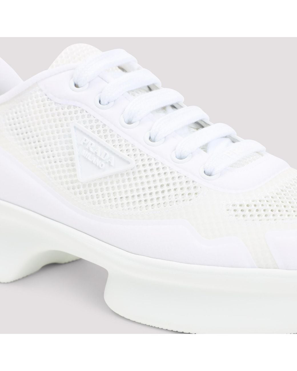 Prada White Mesh Sneakers Textile