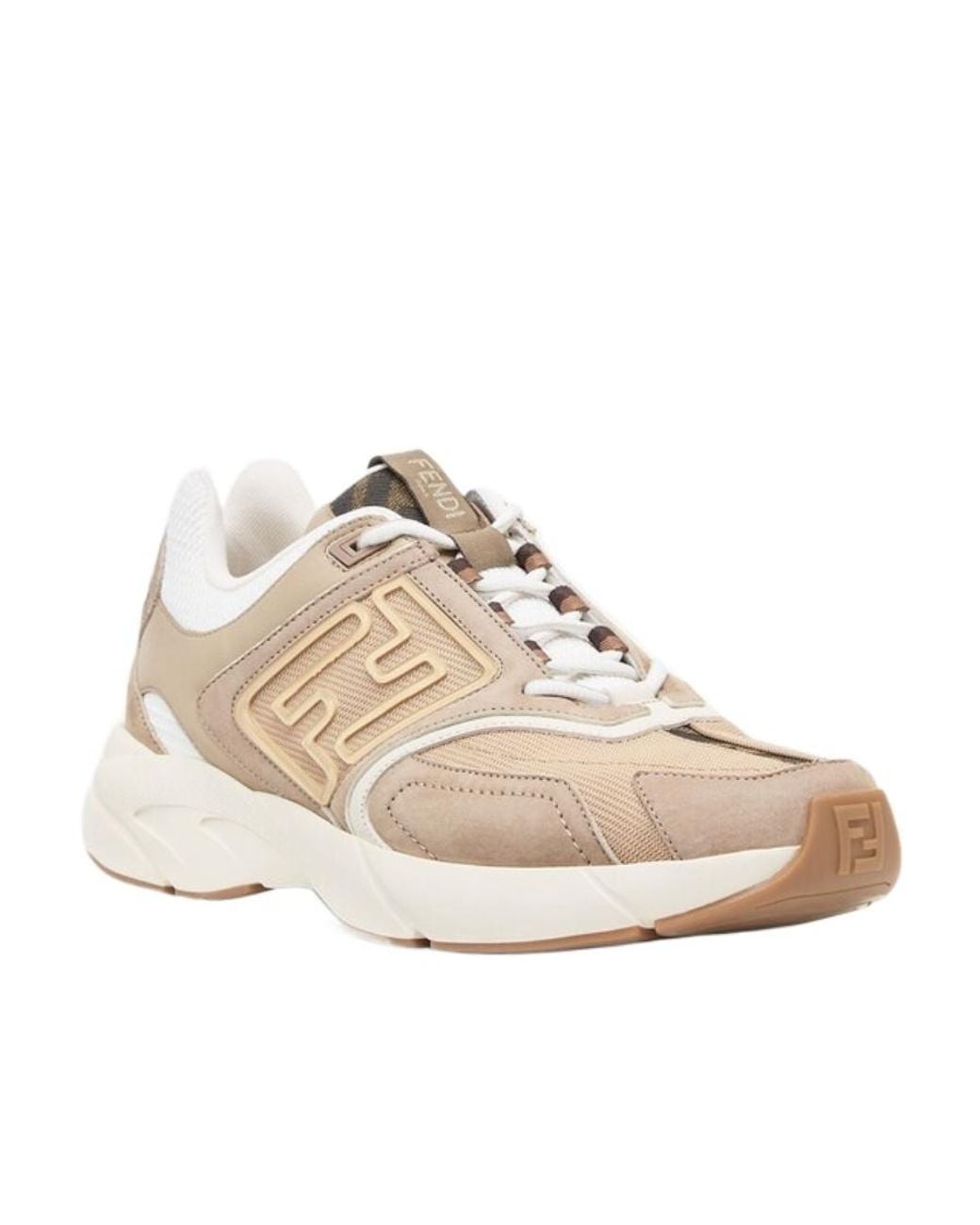 Fendi Natural Faster Ff-Embossed Detailed Low-Top Sneakers for men