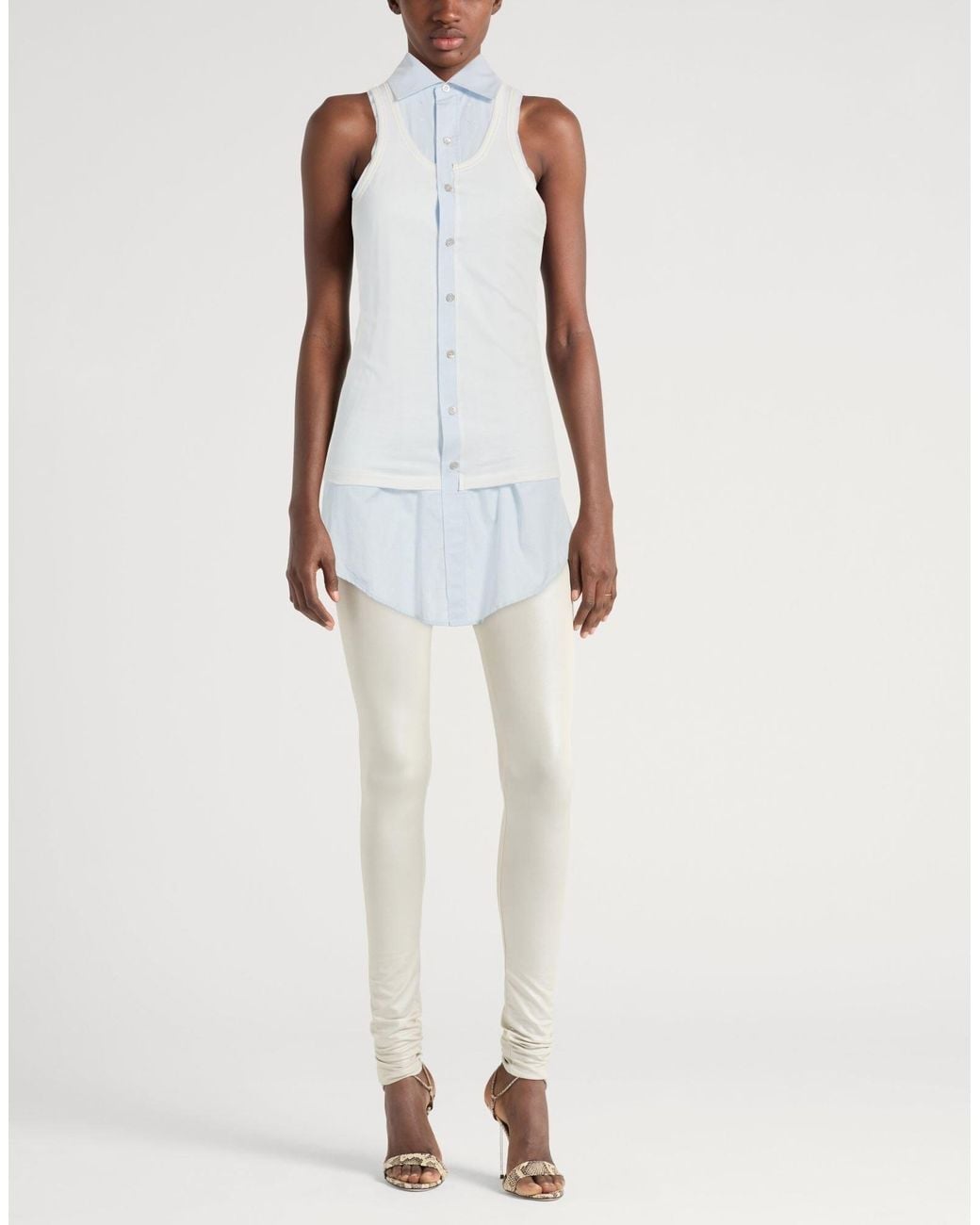 Maison Margiela White Two-Tone Long Sleeveless Shirt