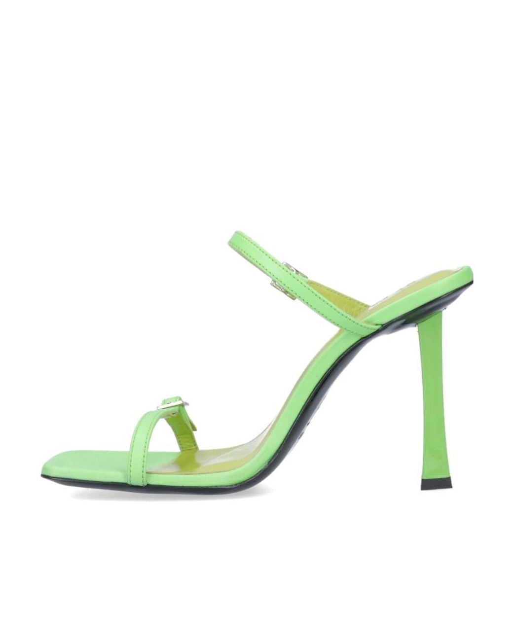 By Far Green Open Toe Slip-On Sandals