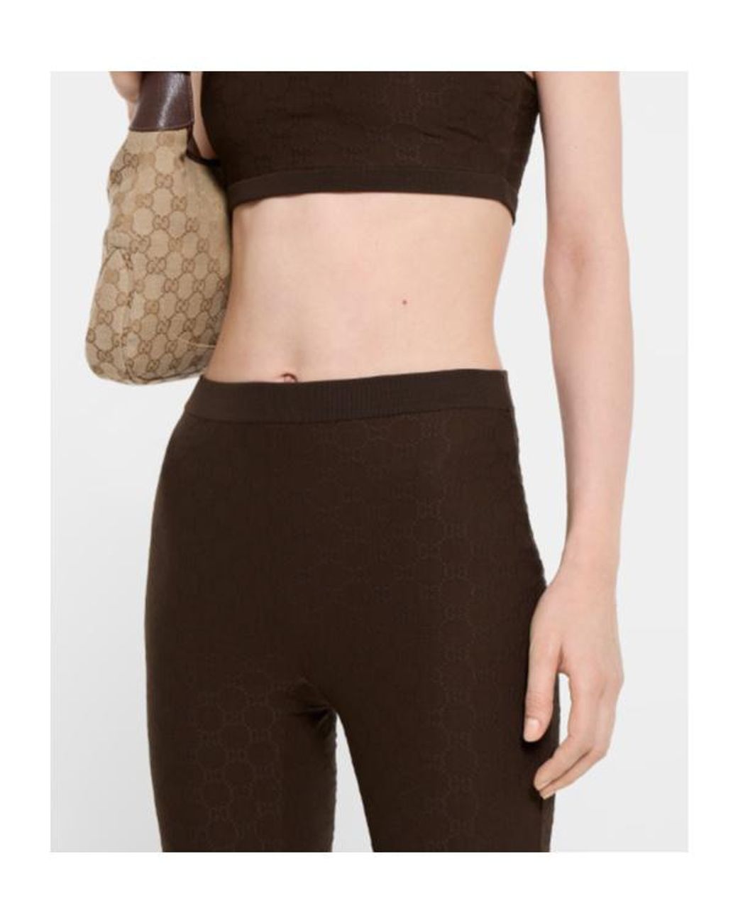 Gucci Brown Gg Jersey Jacquard Leggings