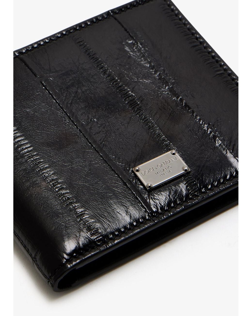 Dolce & Gabbana Black Logo Plaque Bi-Fold Wallet for men