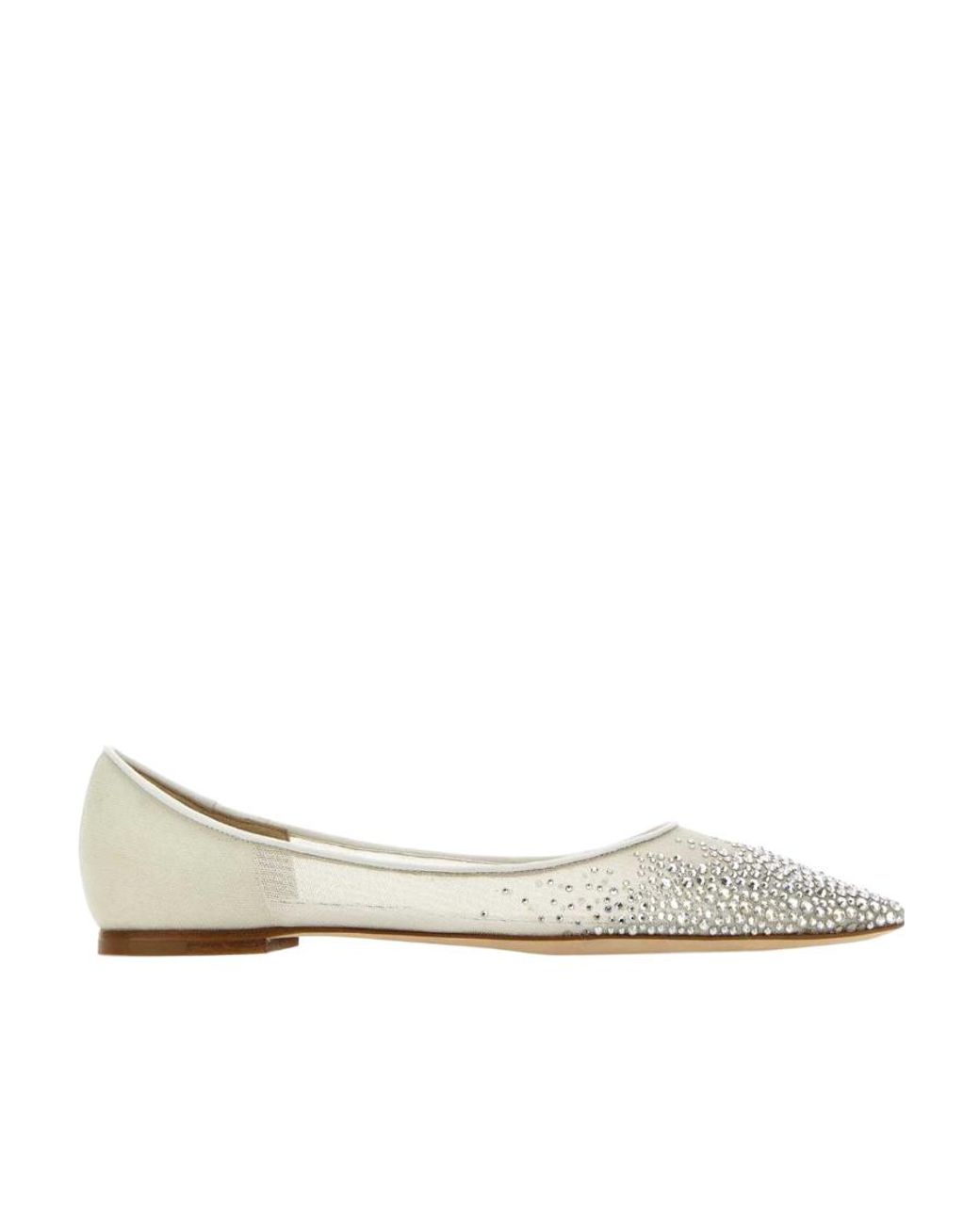 Jimmy Choo Natural Love Flat Crystal-Embellished Ballerina Shoes