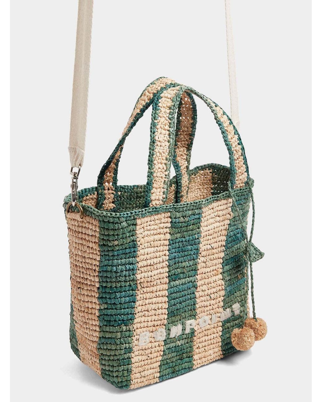 Bonpoint Striped Interwoven Tote Bag in Green | Lyst