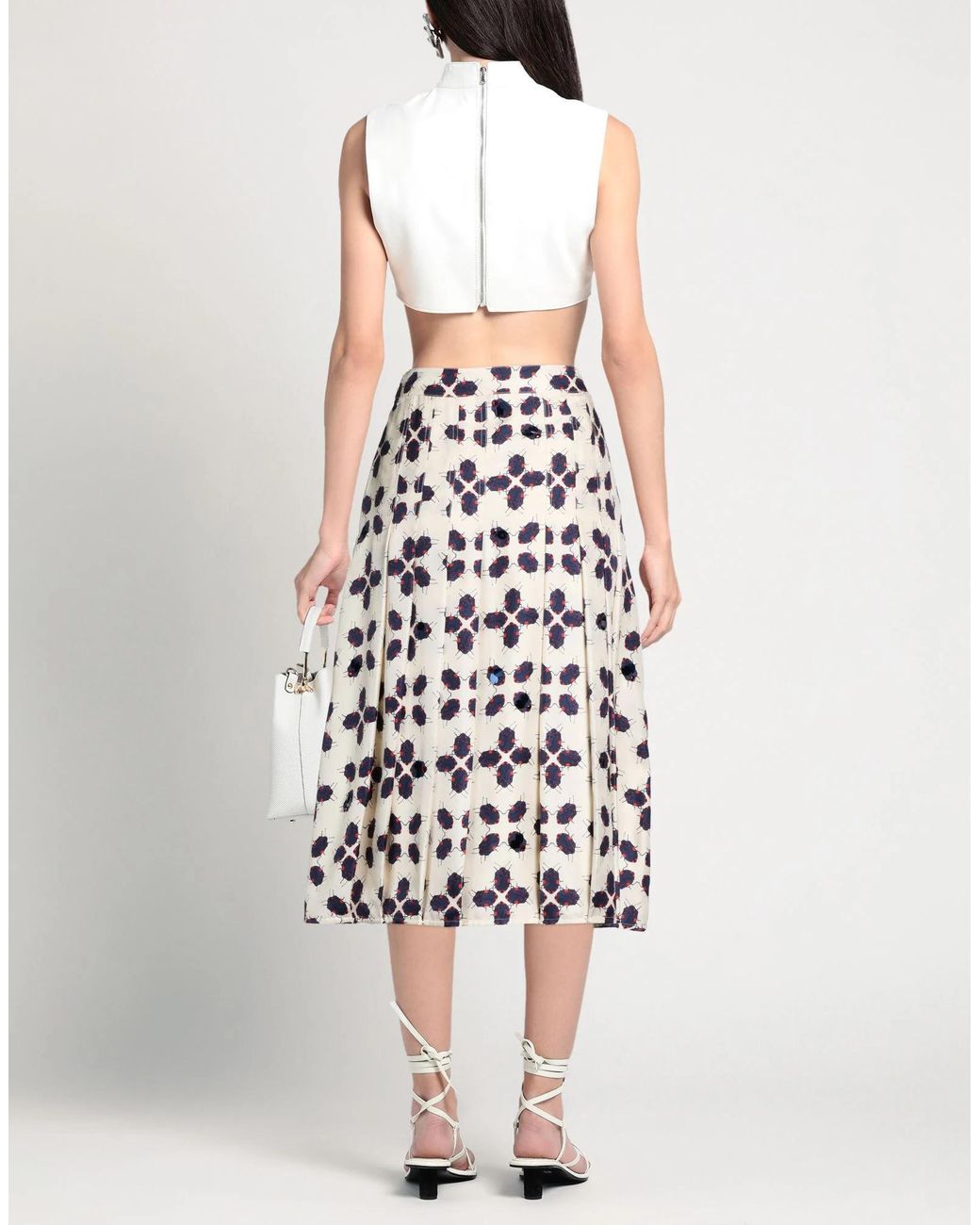 Tory Burch White Colorful Pleated Skirt