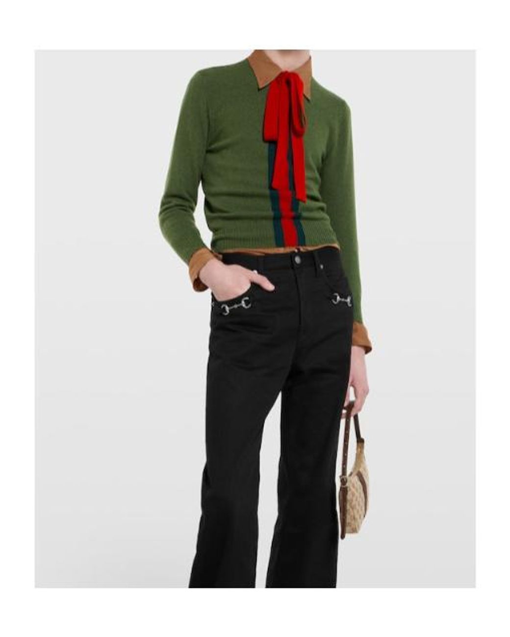 Gucci Green Knit Cashmere Sweater With Ribbon for men