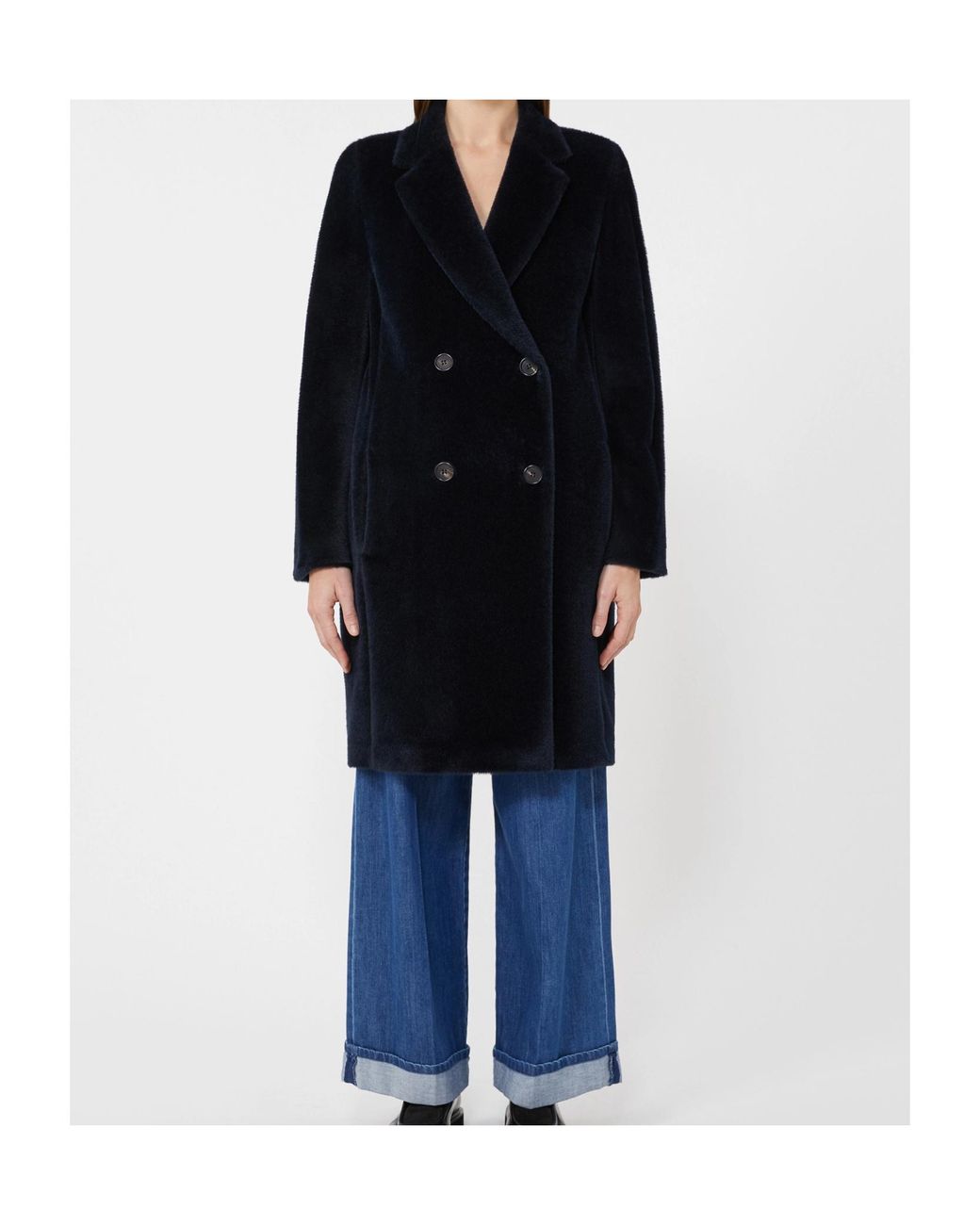 Max Mara Black 'S Roseto Double Breasted Coat