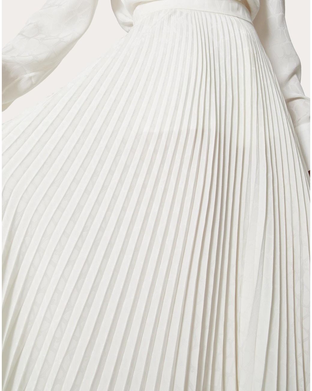 Valentino White Jacquard Iconographe Pleated Skirt