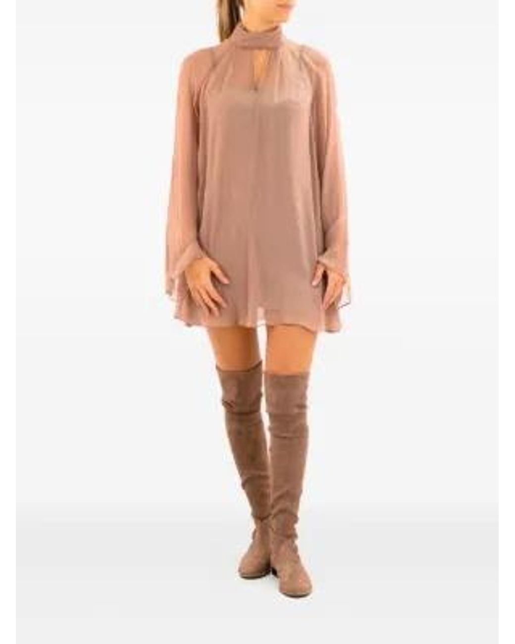 Staud Natural High-Neck Mini Dress