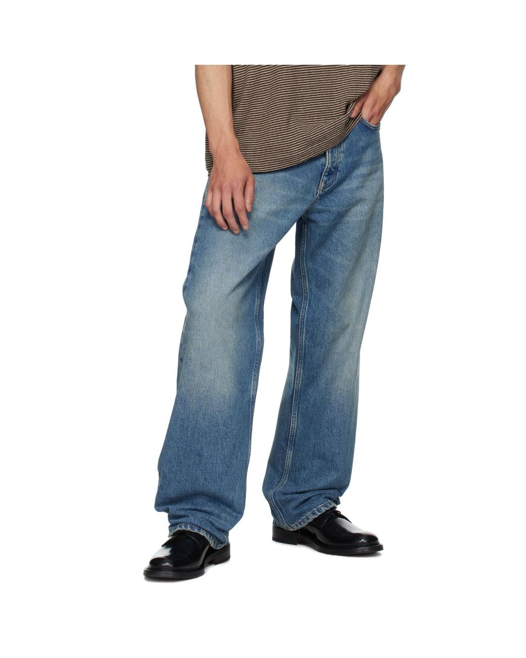 sunflower Blue Logo Patch Wide-Leg Jeans for men
