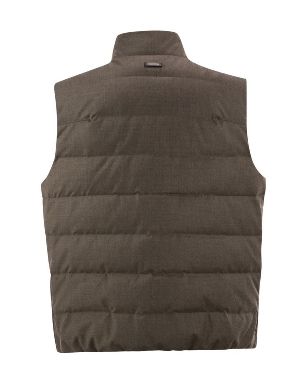 Peserico Brown Quilted Down Vest for men