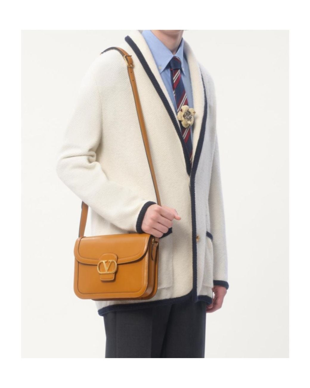 Valentino Natural Single-Breasted Straigth Hem Cardigan for men