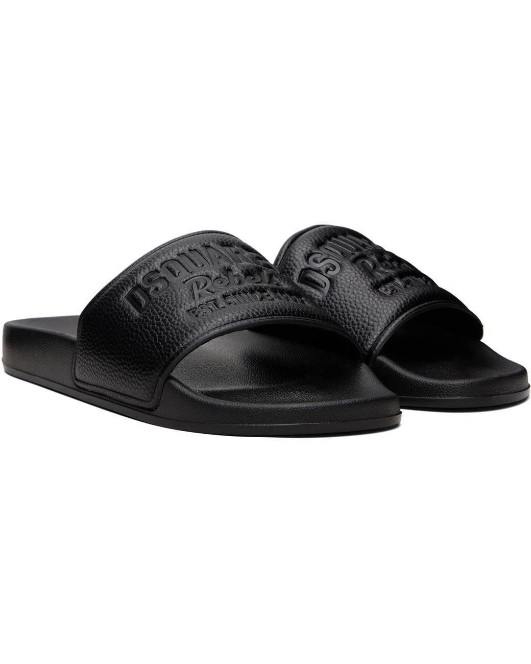 DSquared² Black Logo-Embossed Open-Toe Slides for men