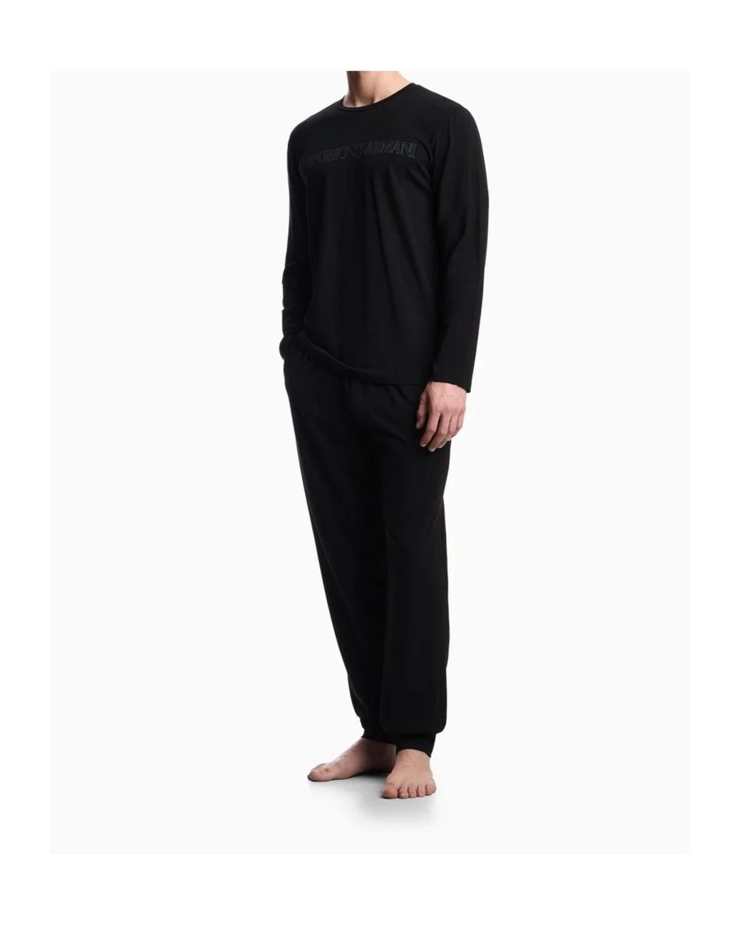 Emporio Armani Black Logo-Detail Pyjama Set for men