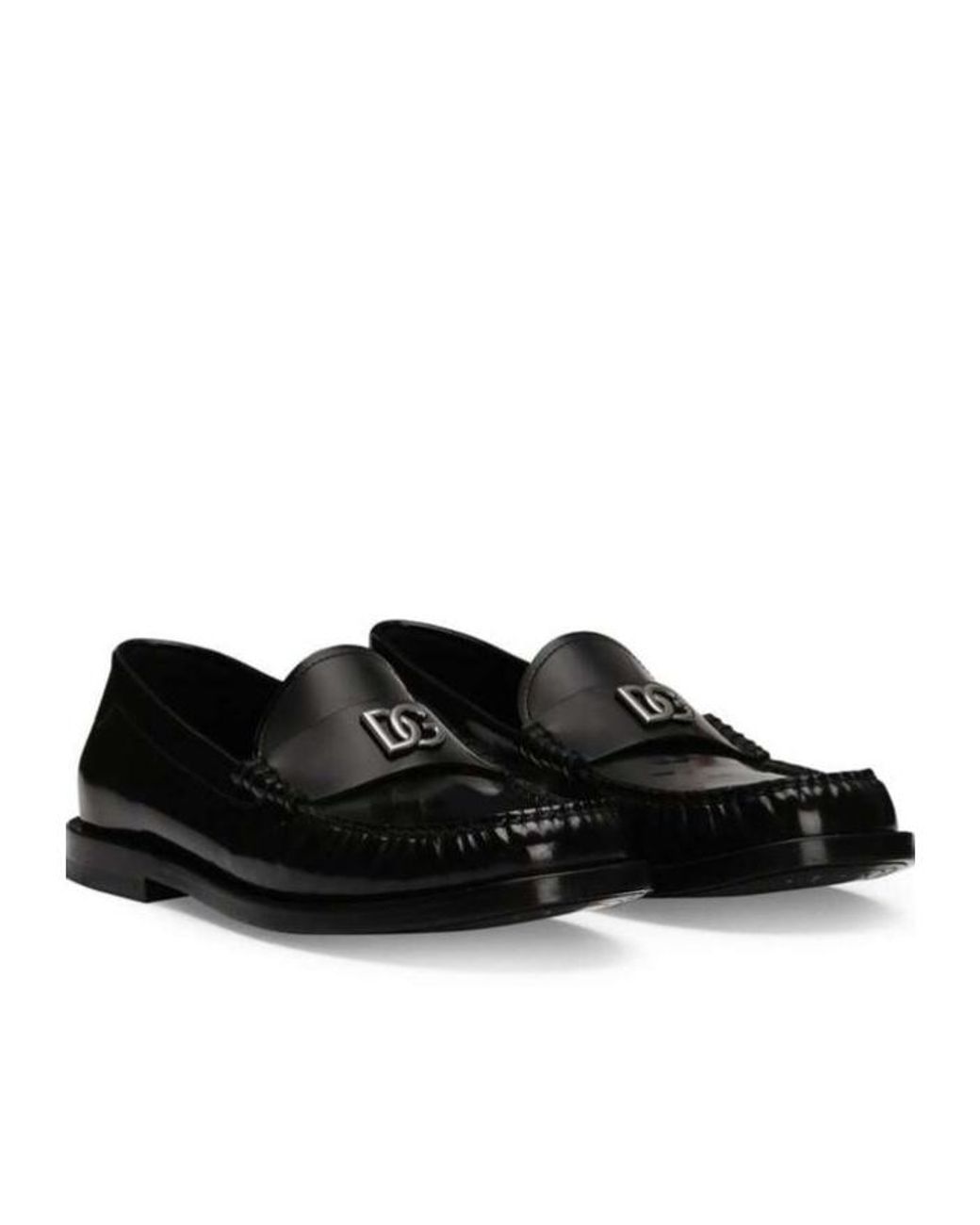 Dolce & Gabbana Black Logo Plaque Loafers