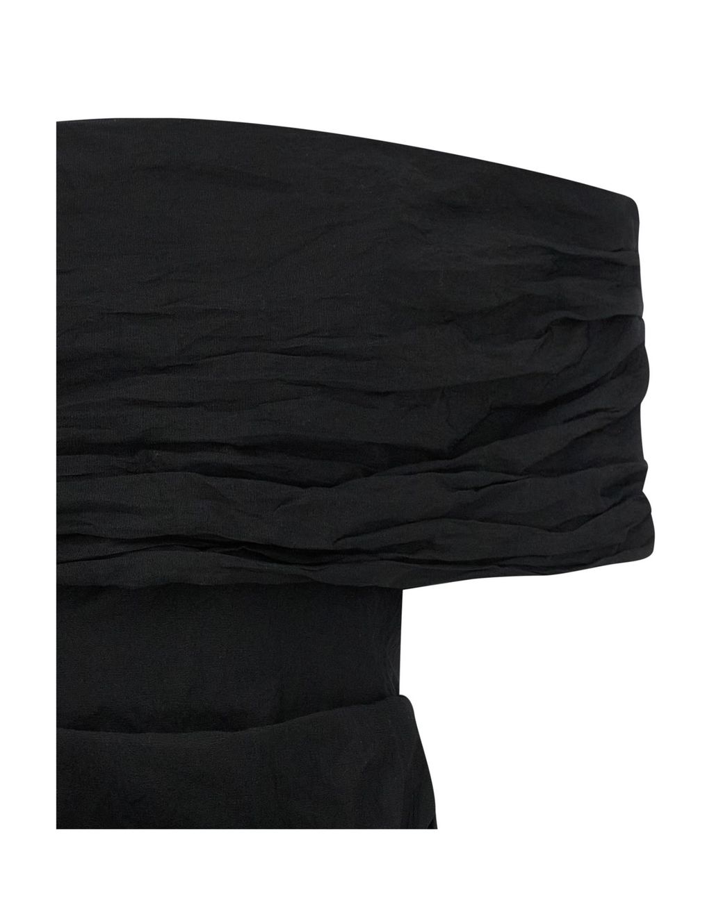 Magda Butrym Black Ruched Off-The-Shoukder Mini Dress