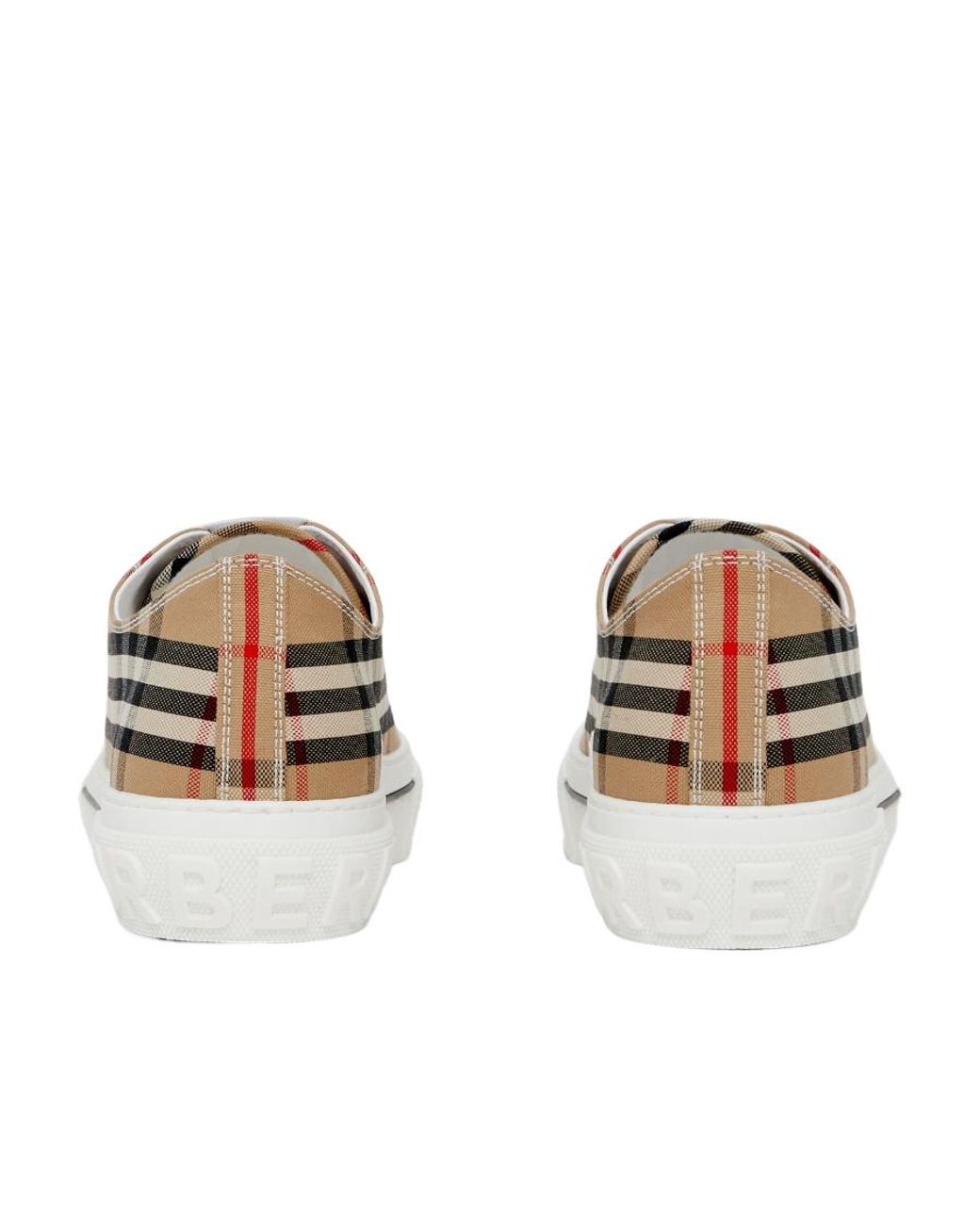 Burberry White Checked Lace-Up Sneakers