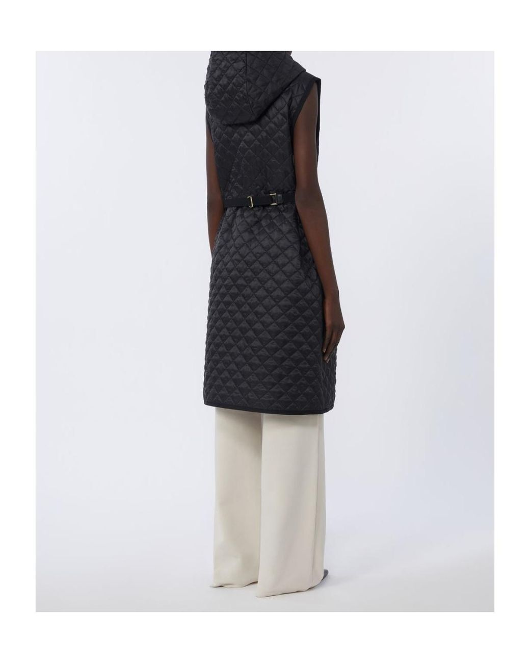 Max Mara Black The Cube Mtccamille Quilted Long Gilet
