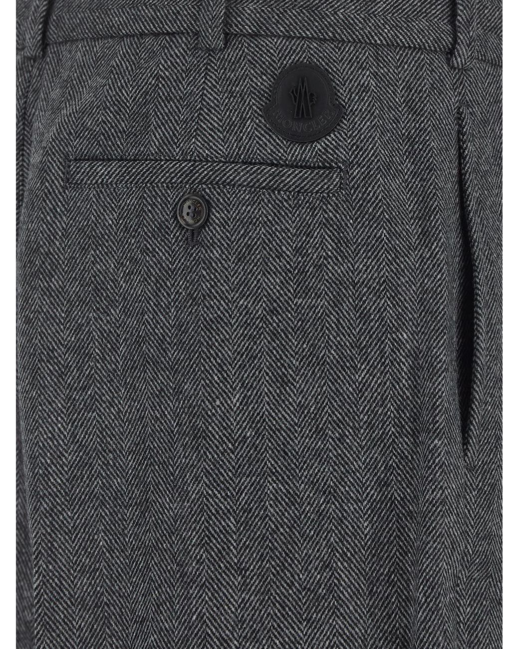 Moncler Gray Logo Patch Straight-Leg Pants for men