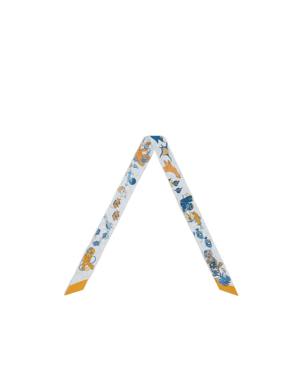 Gucci White Printed Silk Ribbon