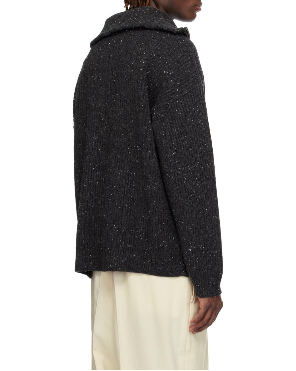 Maison Margiela Black Zip Polo Knitted Sweater for men
