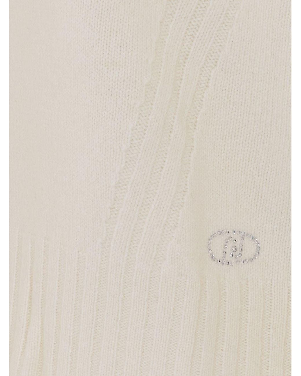 Liu Jo White Ribbed Turtleneck Knitted Sweater