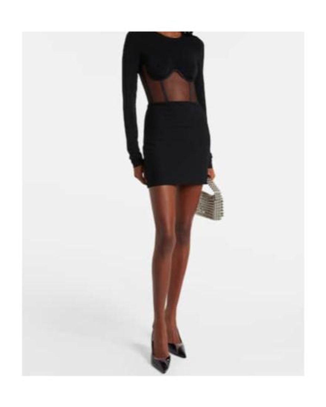 Nensi Dojaka Black Paneled Corset Dress