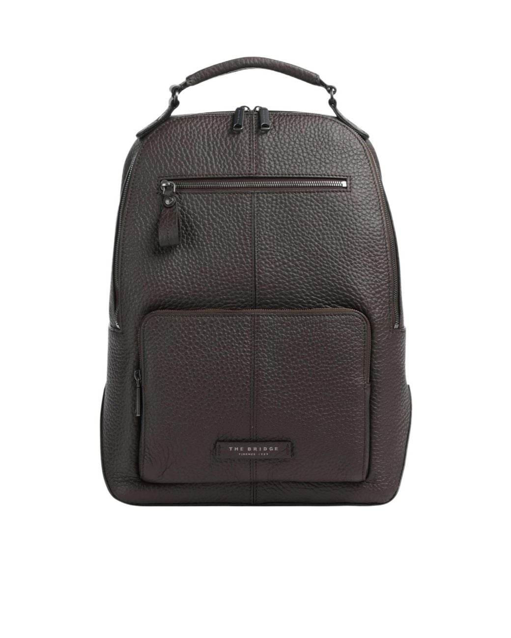 The Bridge Black Manfredi Pebbled Leather Backpack