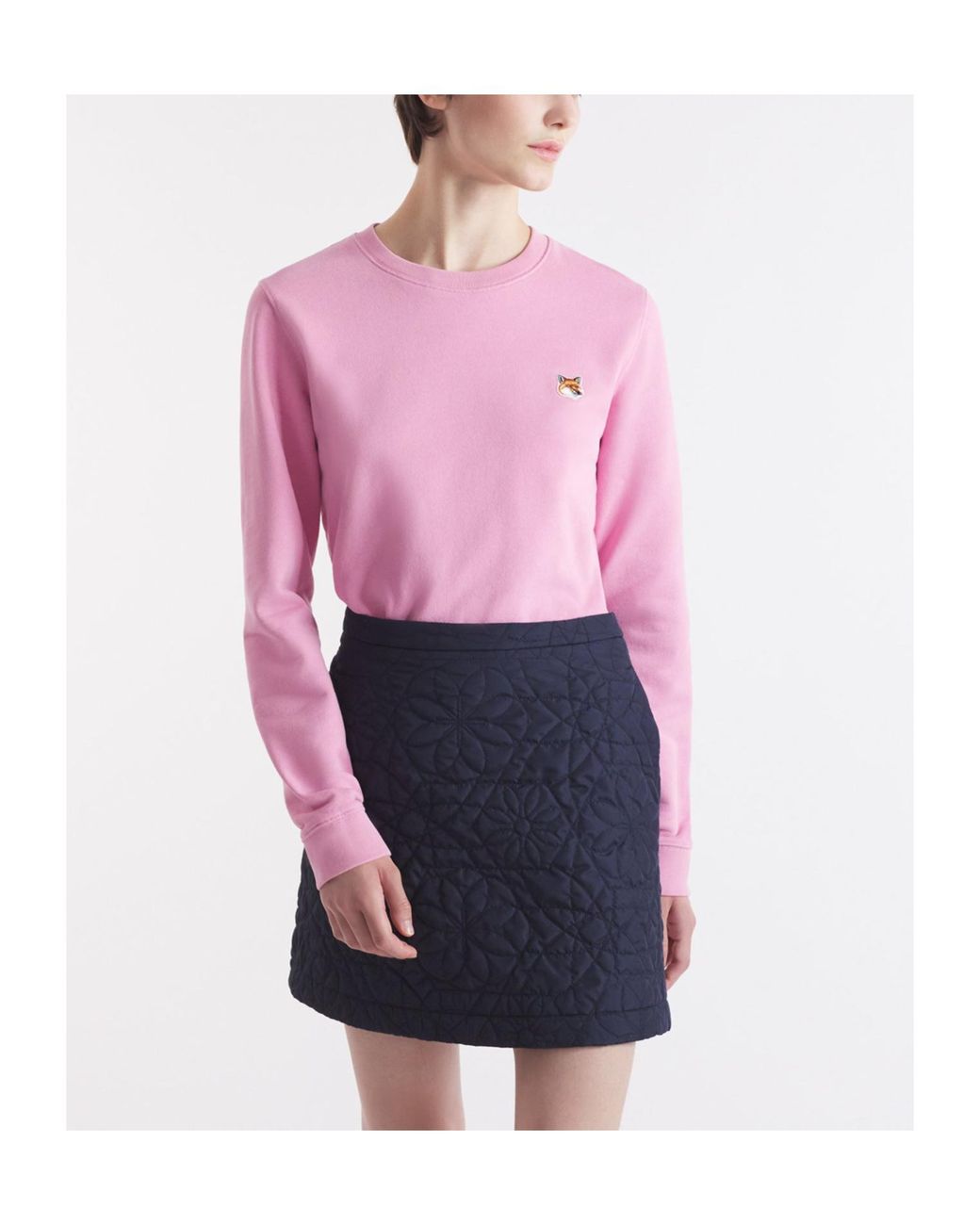 Maison Kitsuné Pink Maison Kitsuné Fox Head Patch Crewneck Sweatshirt