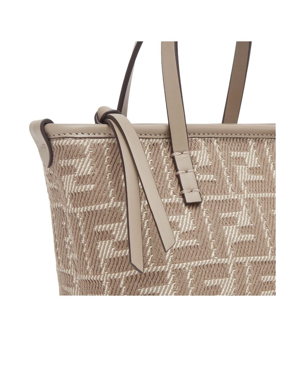 Fendi Natural Roll Ff Jacquard Mini Tote Bag