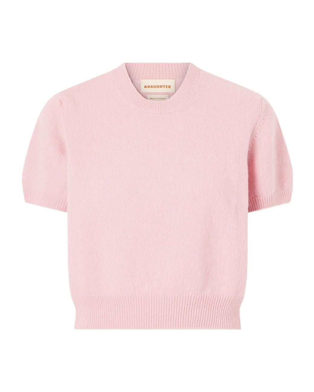 &Daughter Pink Knitted Short-Sleeved Sweater