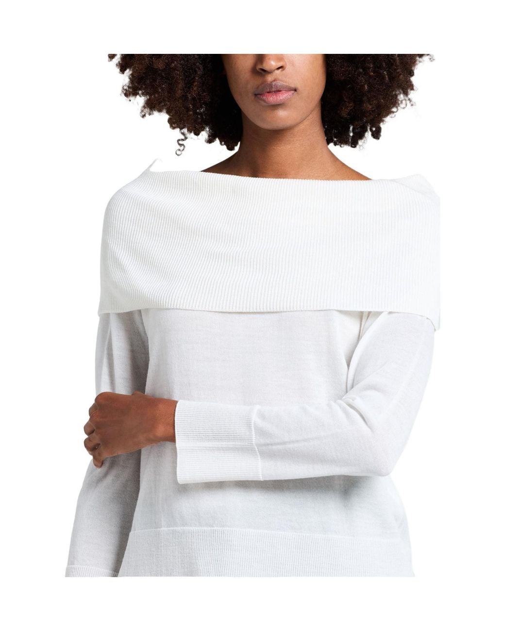 Max Mara White Solid-Color Lightweight Knitted Wool Sweater
